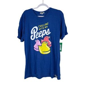 Tipsy Elves Men Chillin With My Peeps Graphic Tee Shirt Blue XL NEW